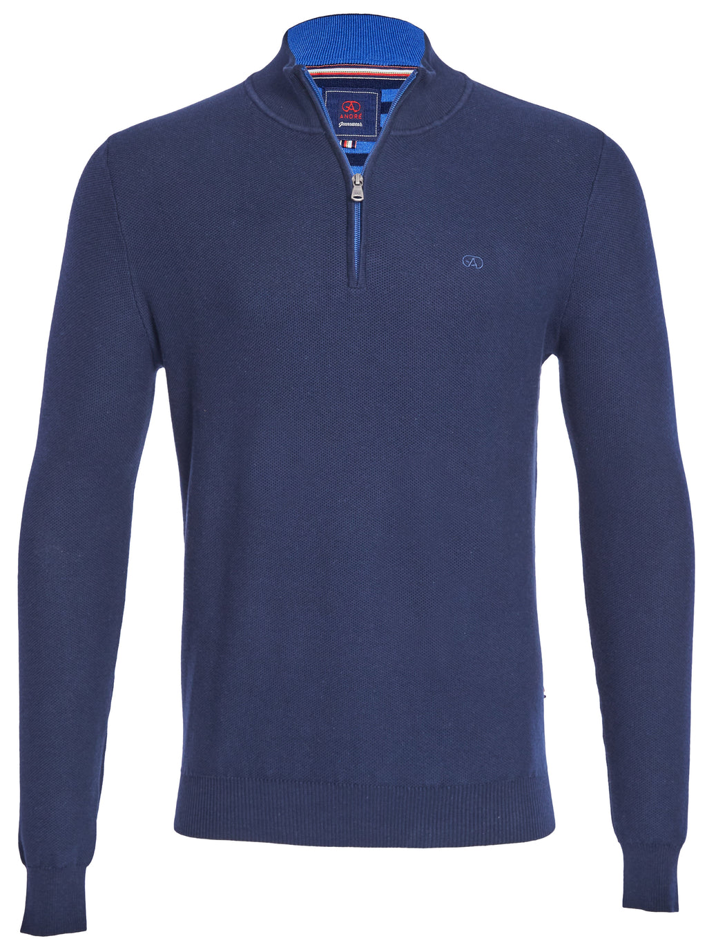 Mens Aran Knit Crew in Navy Peony